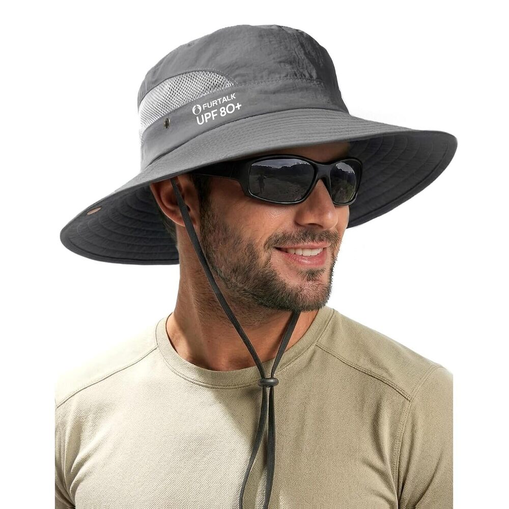 Mens Bucket Sun Hat UPF 80+ Wide Brim Hiking Fishing Beach Outdoor Hats
